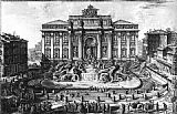 Rome Paintings - The Trevi Fountain in Rome by Giovanni Battista Piranesi